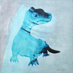 Blausaurier, Ölfarbe auf Karton, 32 x 32 cm, 2013