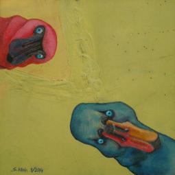 Die Zwo, Ölfarbe auf Karton, 20 x 20 cm, 2014