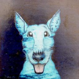 Engelbert, Ölfarbe auf Karton, 10 x 10 cm, 2019