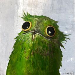Friedhelm, Ölfarbe auf Karton, 10 x 10 cm, 2021