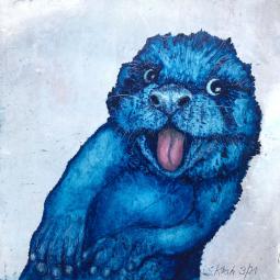 Groovy Pete, Ölfarbe auf Karton, 10 x 10 cm, 2021
