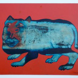 Kussmaultier, Ölfarbe auf Karton, 38 x 52 cm, 2013