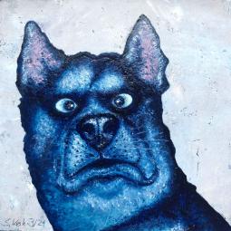 Milo, Ölfarbe auf Karton, 10 x 10 cm, 2021