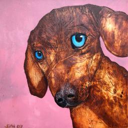 Pia, Ölfarbe auf Karton, 21 x 21 cm, 2022