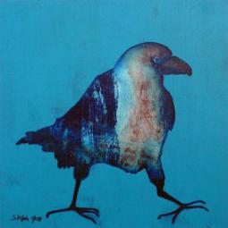 Rabenvogel 01, Ölfarbe auf Karton, 21 x 21 cm, 2014