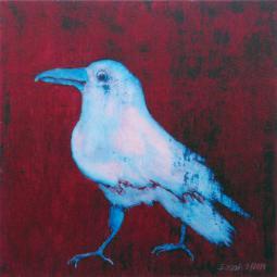 Rabenvogel 02, Ölfarbe auf Karton, 21 x 21 cm, 2014