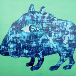 Riechtier, Ölfarbe auf Karton, 64 x 45 cm, 2014