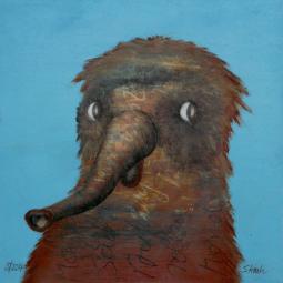 Rüsselsheimtier, Ölfarbe auf Karton, 20 x 20 cm, 2014