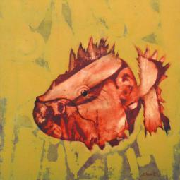 Zackentier, Ölfarbe auf Karton, 32 x 32 cm, 2013