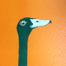Die furchtlose Kira, orange-dunkelgün, 20 x 30 cm, Auflage 20, 2022